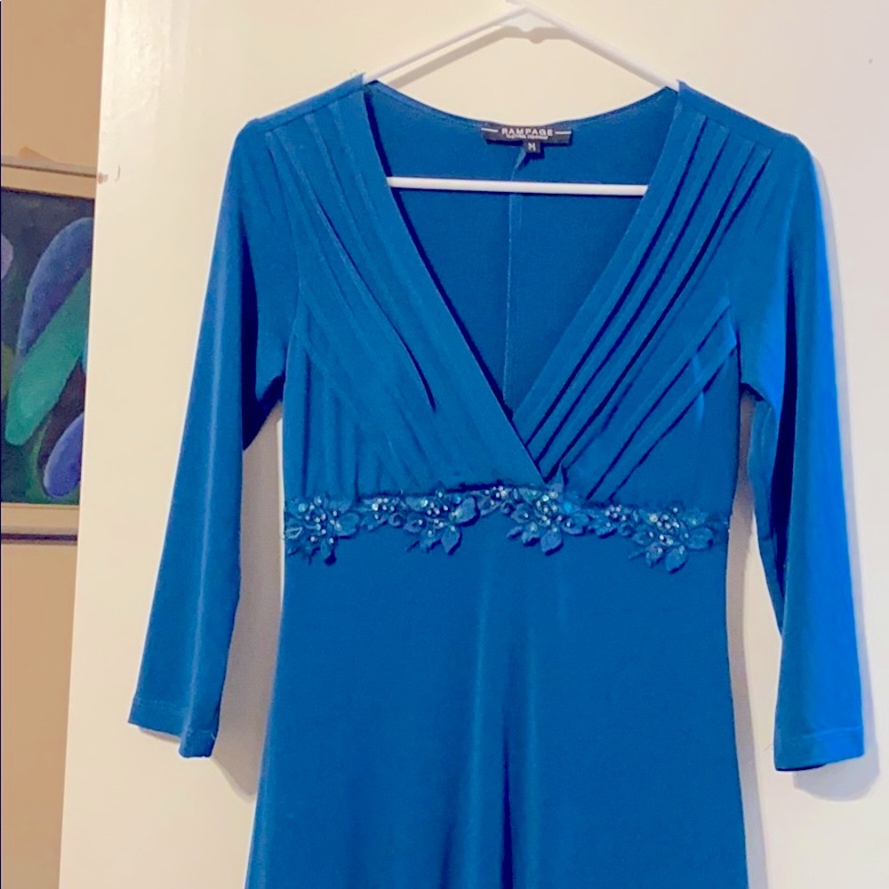 Pleated v neck dress